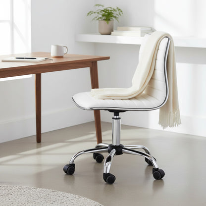 Fauteuil de Bureau Ergonomique HOMCOM Blanc - Hauteur Réglable, Pivotant 360°