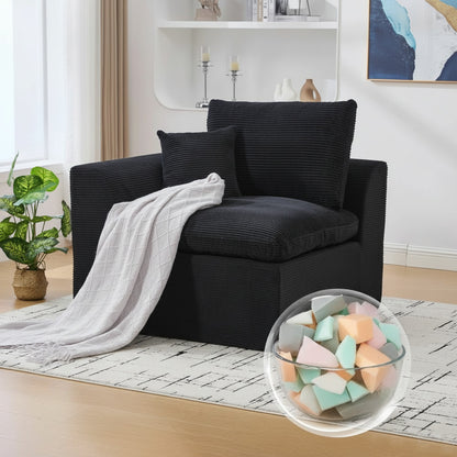Fauteuil Salon Minimaliste Moderne en Coton Doux et Confortable avec Coussin