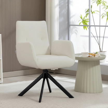 Fauteuil Moderne Pivotant Blanc Crème - Confort et Design Élégant