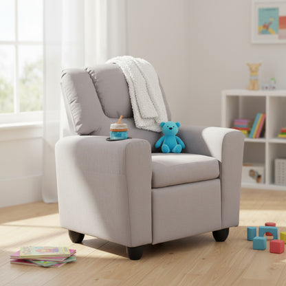 Fauteuil inclinable enfant gris avec porte-gobelet