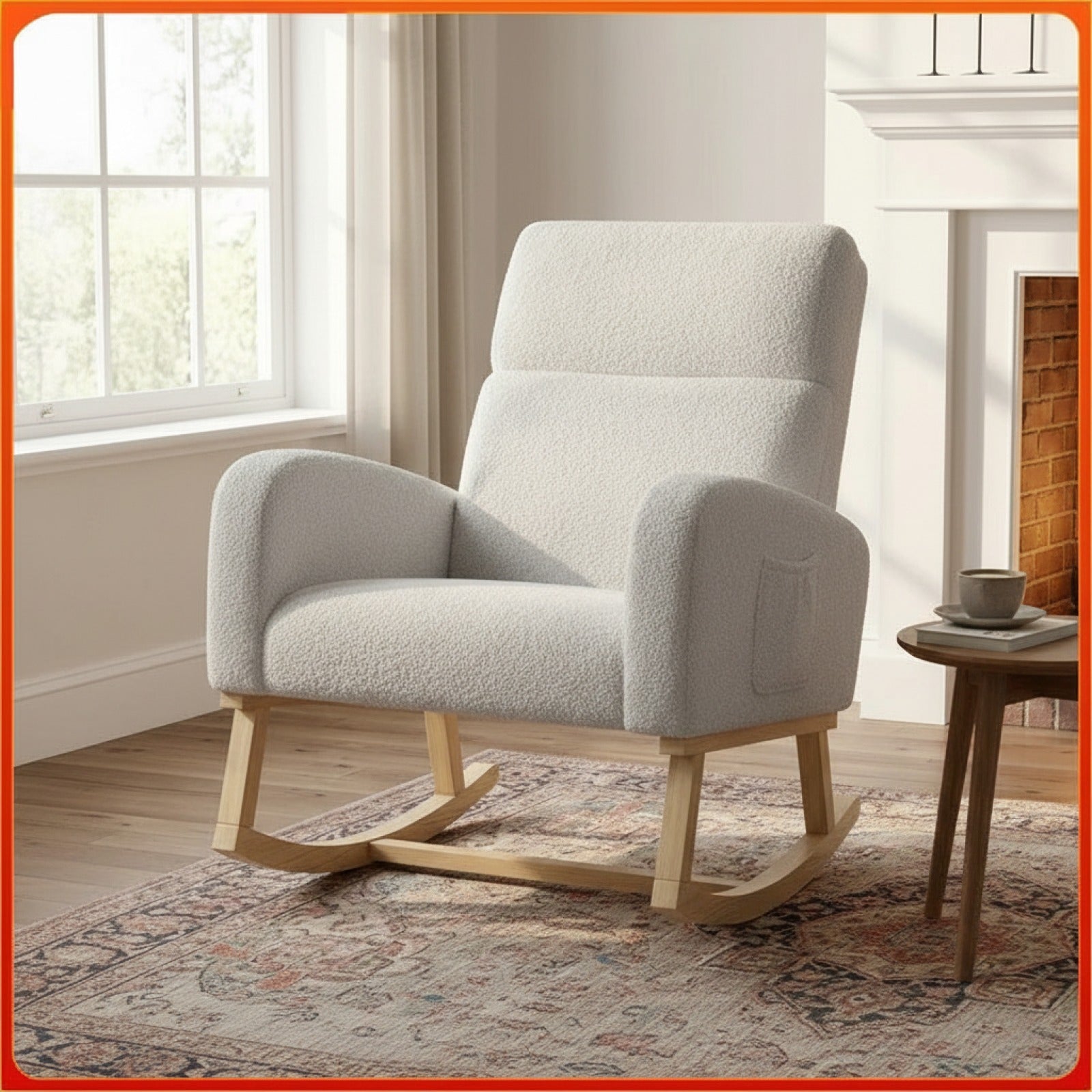 Fauteuil à Bascule Comanlai Teddy Fleece Gris Clair - Confort Ergonomique et Design Minimaliste