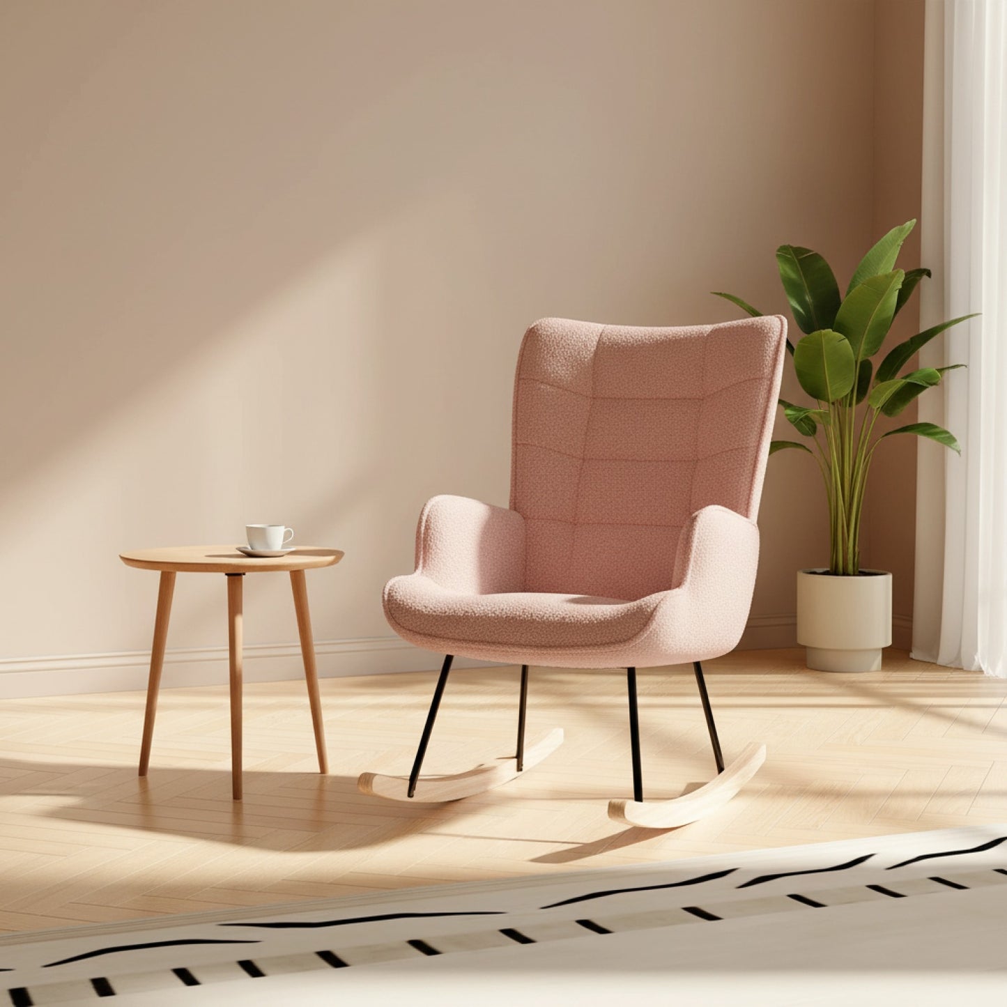 Fauteuil à Bascule Confortable en Velours Teddy - Design Moderne pour Salon et Chambre