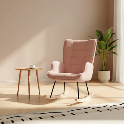 Fauteuil à Bascule Confortable en Velours Teddy - Design Moderne pour Salon et Chambre