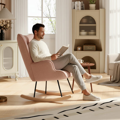Fauteuil à Bascule Confortable en Velours Teddy - Design Moderne pour Salon et Chambre