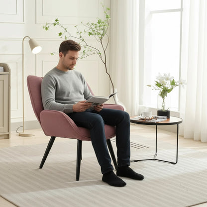 Fauteuil Moderne en Velours Côtelé Rose avec Pieds en Métal - Confort et Style pour le Salon