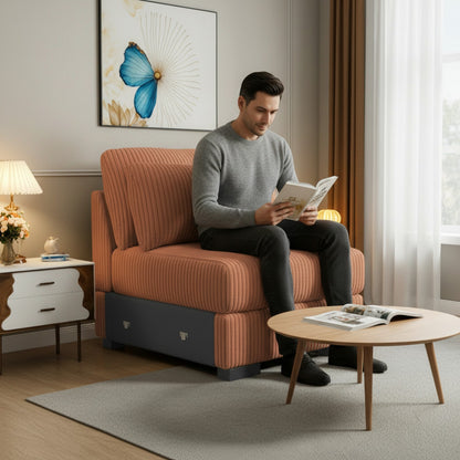 Fauteuil 1 Place en Velours Orange - Style Moderne pour Salon et Chambre