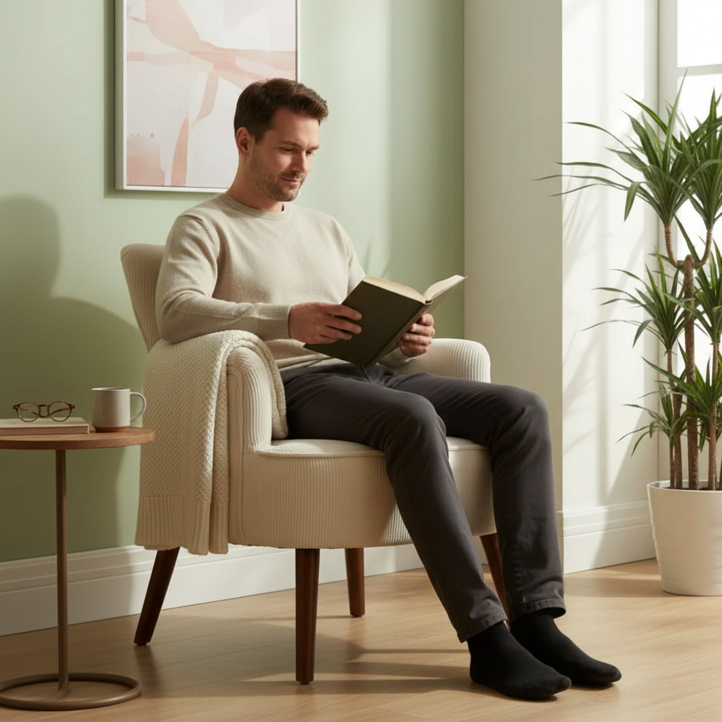 Fauteuil Lounge Coton Crème Blanc - Confort & Style pour Salon