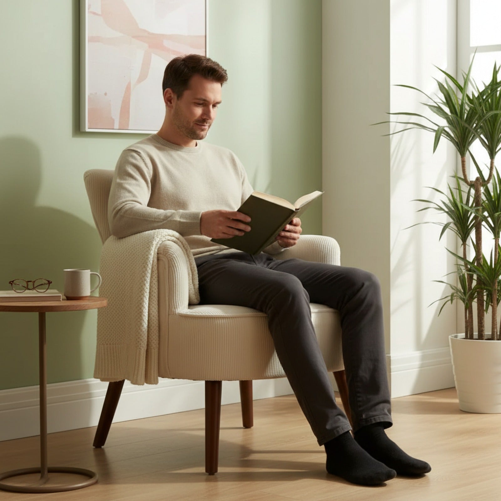 Fauteuil Lounge Coton Crème Blanc - Confort & Style pour Salon
