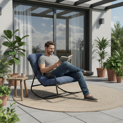 Fauteuil à Bascule d'Extérieur Moderne en Acier, Confort All-Season