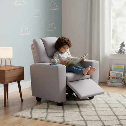 Fauteuil inclinable enfant gris avec porte-gobelet