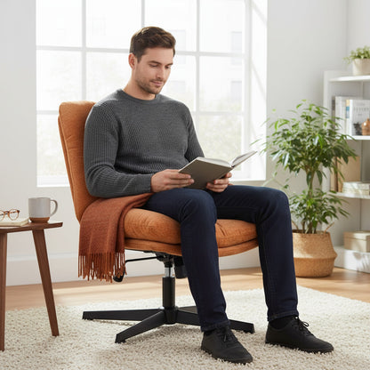 Fauteuil Pivotant Rouge MEUBLES COSY - Hauteur Réglable & Inclinaison