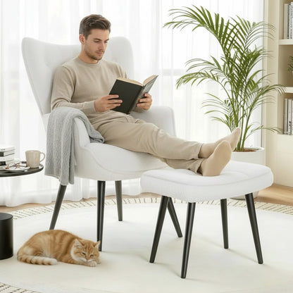 Fauteuil de Lecture Confortable Homfa avec Repose-Pieds - Design Moderne