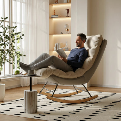 Fauteuil Lounge Anajqaqia avec dossier réglable, Lin écru
