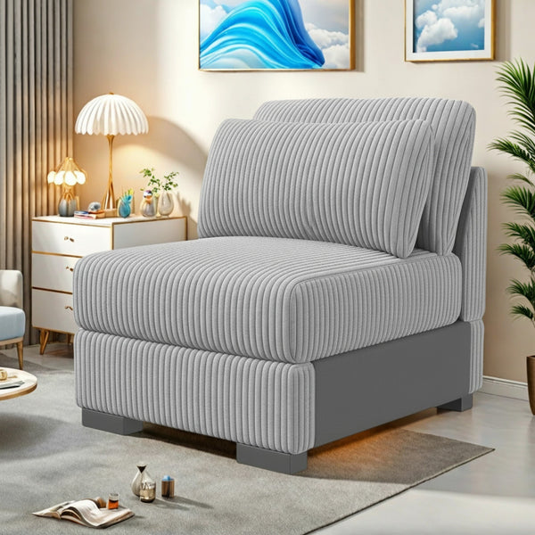 Fauteuil Convertible Velours Gris Confortable 1 Place - Style Moderne