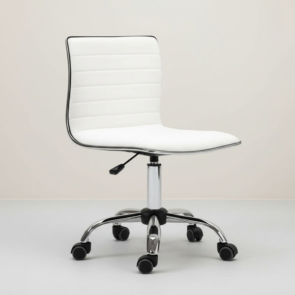 Fauteuil de Bureau Ergonomique HOMCOM Blanc - Hauteur Réglable, Pivotant 360°