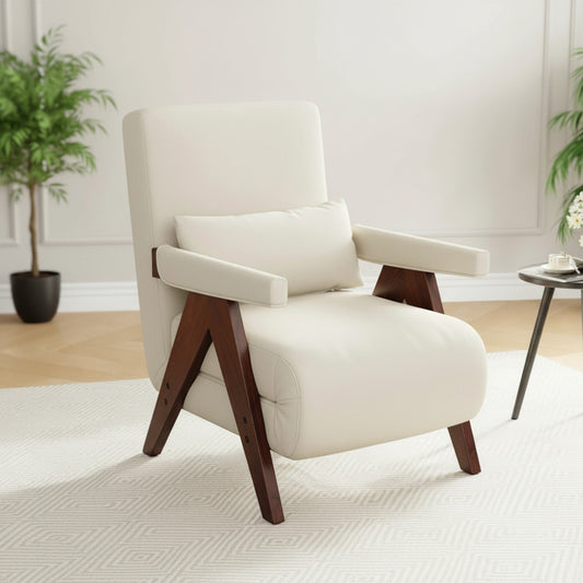 Fauteuil convertible 3-en-1 HAUSS SPOLE beige, tissu lin, repose-pieds intégré