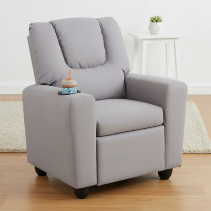 Fauteuil inclinable enfant gris avec porte-gobelet