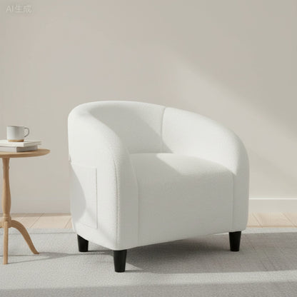 Fauteuil Design Moderne en Tissu Bouclé Blanc - Confort & Style