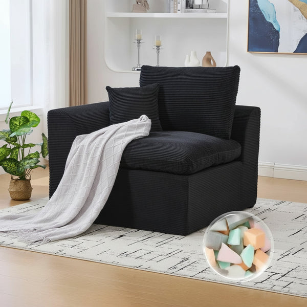 Fauteuil Salon Minimaliste Moderne en Coton Doux et Confortable avec Coussin