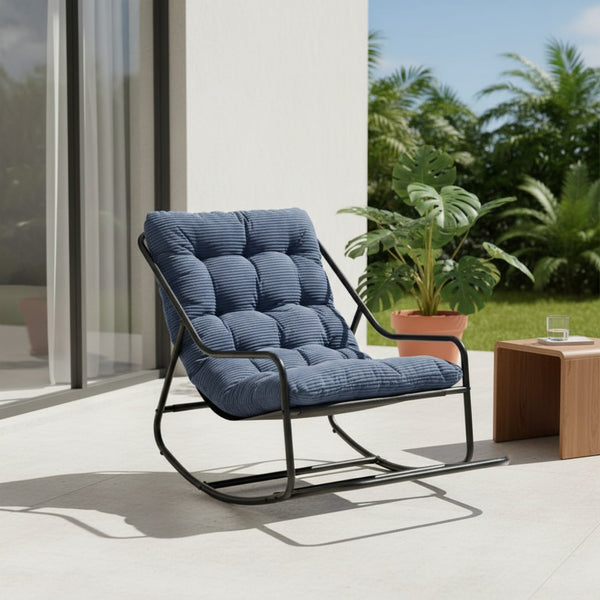 Fauteuil à Bascule d'Extérieur Moderne en Acier, Confort All-Season