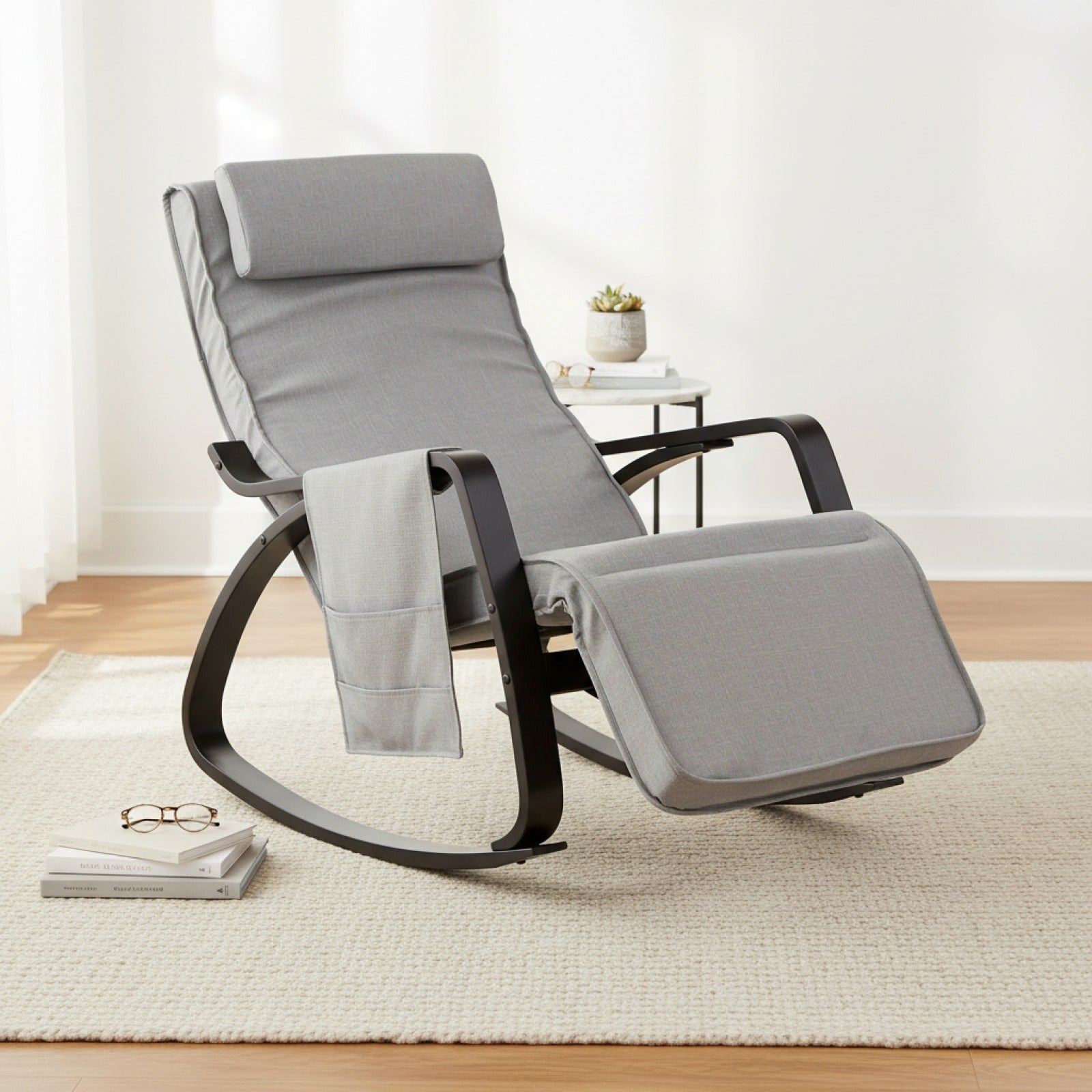 Fauteuil Relax SoBuy Gris Foncé, 5 Positions Réglables, avec Poche Rangement