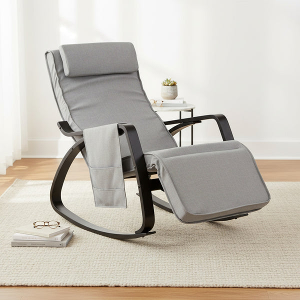 Fauteuil Relax SoBuy Gris Foncé, 5 Positions Réglables, avec Poche Rangement