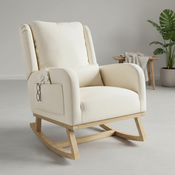 Fauteuil à Bascule Superaly avec Coussin Confortable, Poches Latérales - Idéal Salon & Chambre