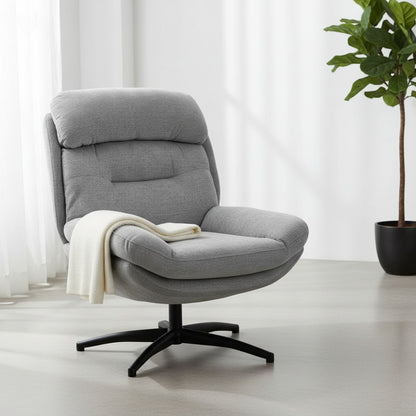 Fauteuil Pivotant Gris en Chenille Déperlante - Confort et Design pour Salon